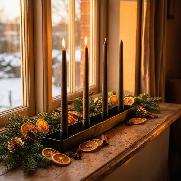 Adventskranz länglich aus Metall